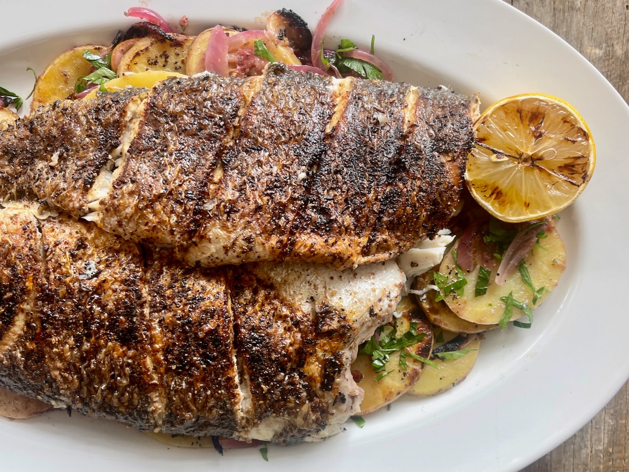 Branzino with Lemon Potatoes